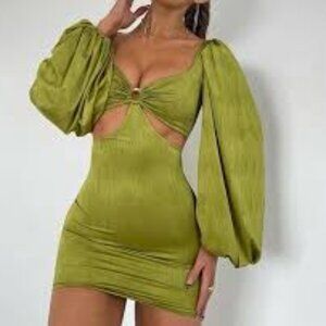 OH POLLY | Vibrant Green Long Sleeve Dress | Size US 6